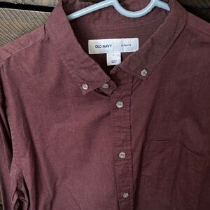 Old Navy Men's Button-Down Shirt in Deep Wine